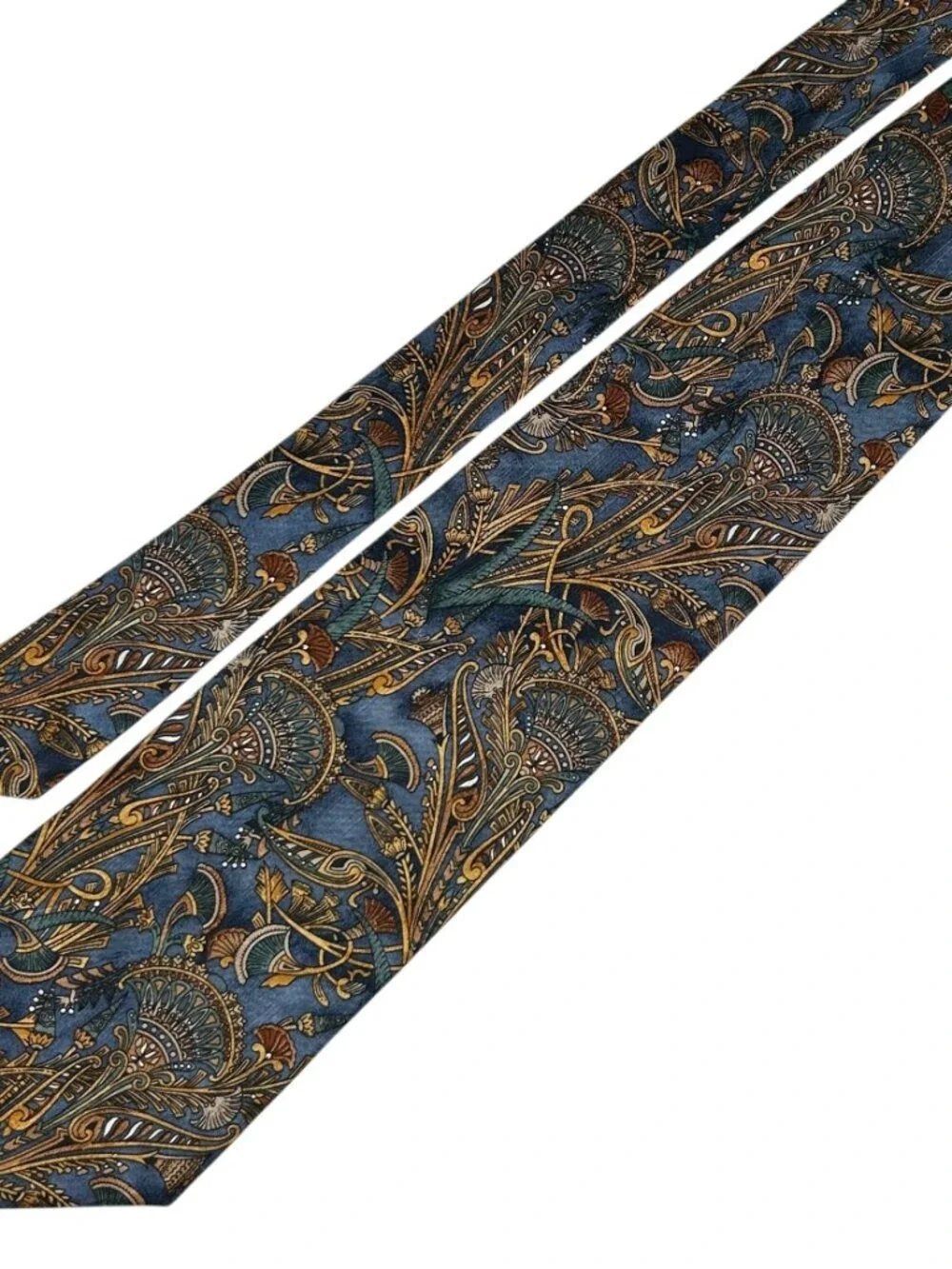 Ferrell Reed For Nordstrom Teal Blue Gold Silk Necktie Tie